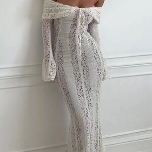 NWT Elegant Lace Maxi Dress in Cream